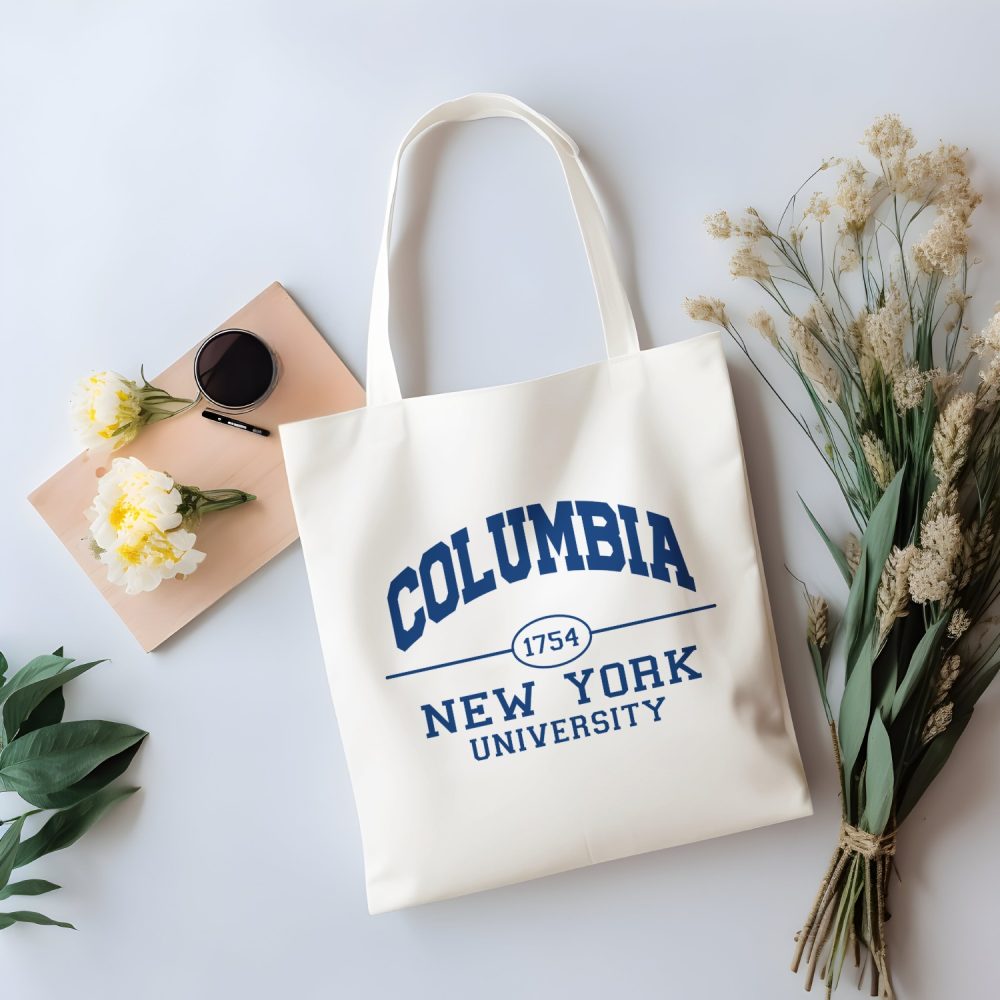 Tote bag coton bio Columbia avec un design de Columbia 1754 bleu navy