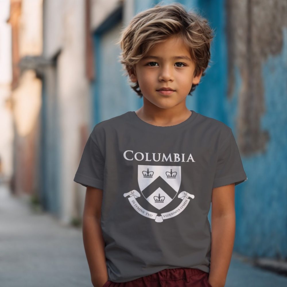 T-shirt Enfant Columbia avec un design de Columbia Blason blanc