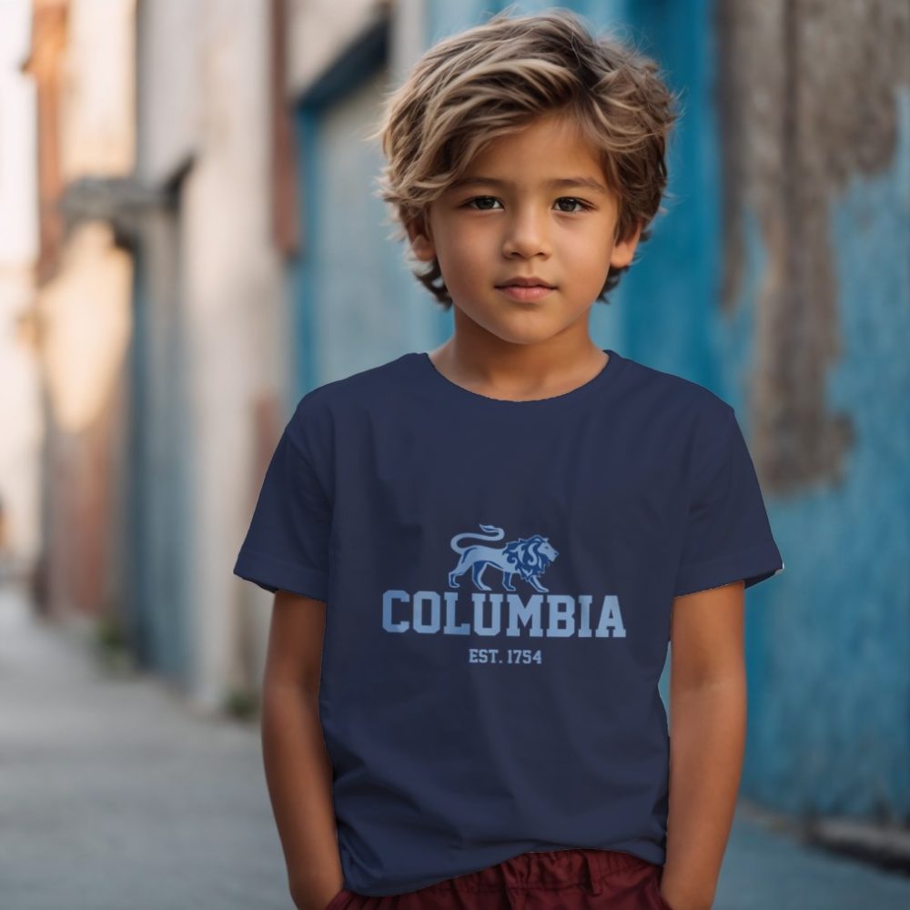 T-shirt Enfant Columbia avec un design de Columbia Lion bleu ciel