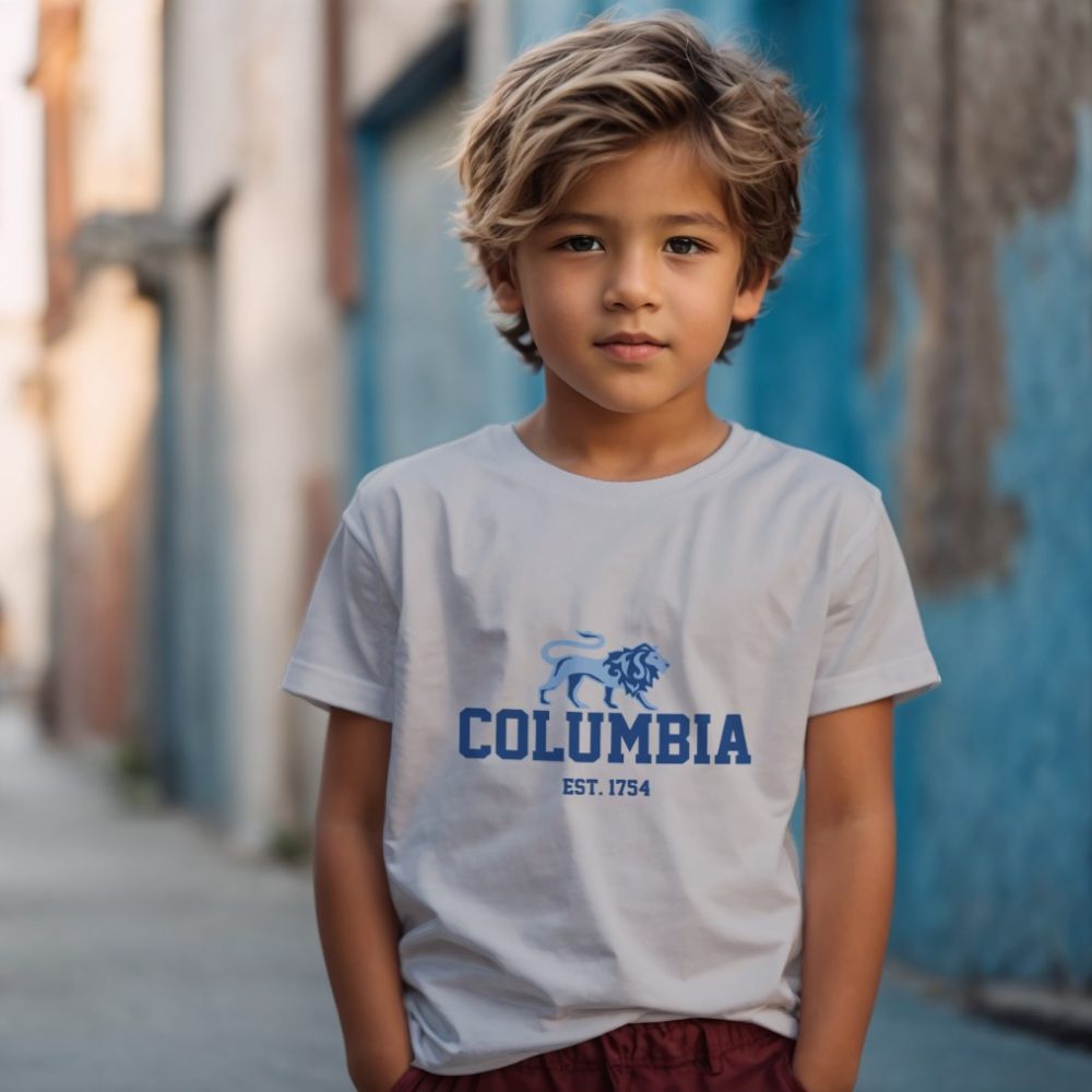 T-shirt Enfant Columbia avec un design de Columbia Lion bleu navy