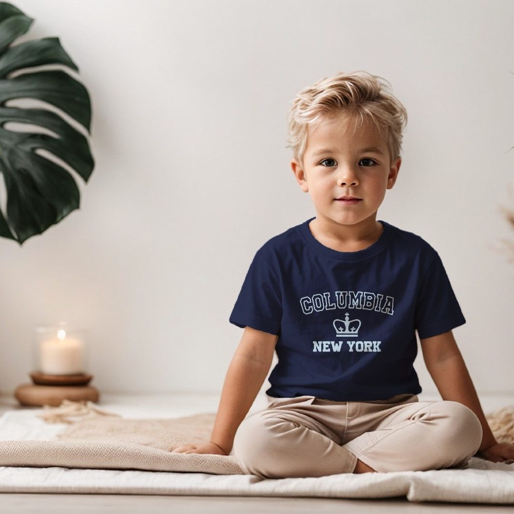 T-shirt coton bio Bébé Columbia avec un design de Columbia New York bleu ciel