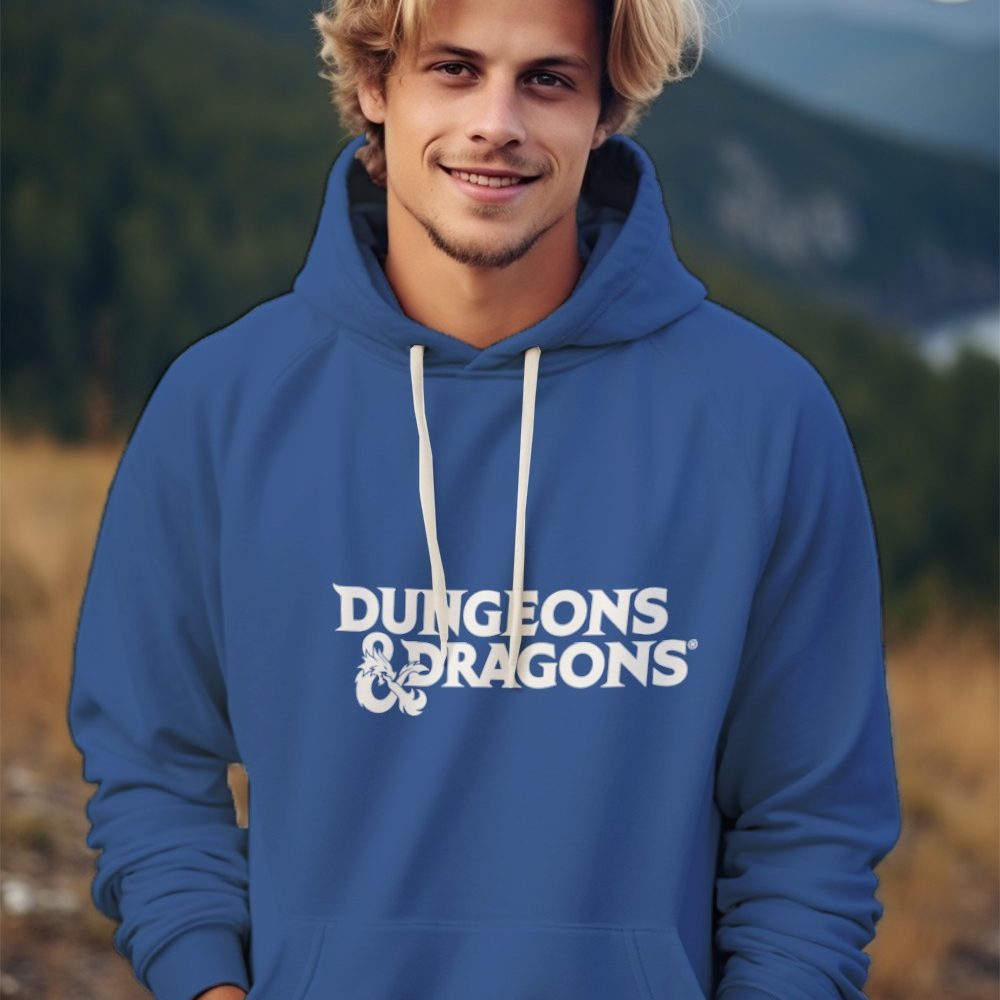Sweat-shirt à capuche Homme Dungeons & Dragons avec un design de D&D Logo blanc