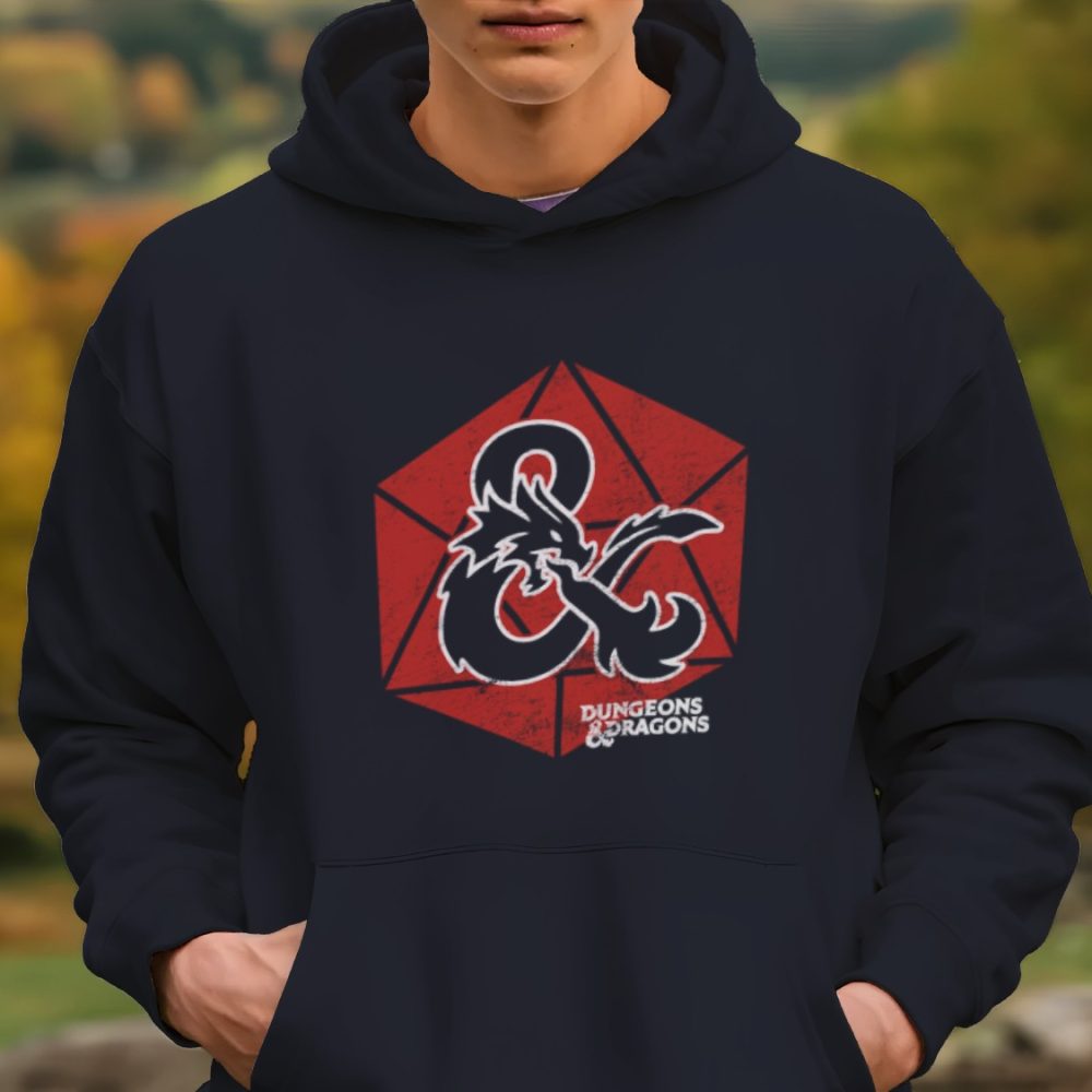 Sweat-shirt à capuche Homme Dungeons & Dragons avec un design de D&D Sigle Sur Dé rouge