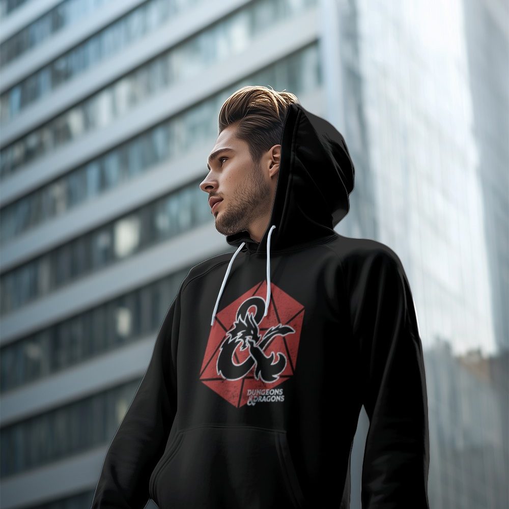 Sweat-shirt à capuche Homme Dungeons & Dragons avec un design de D&D Sigle Sur Dé rouge