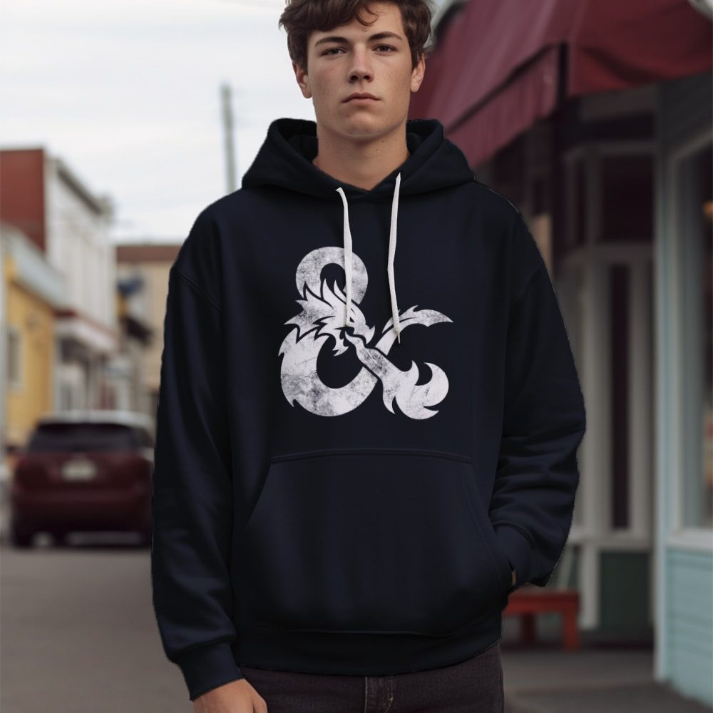 Sweat-shirt à capuche Homme Dungeons & Dragons avec un design de D&D Sigle blanc