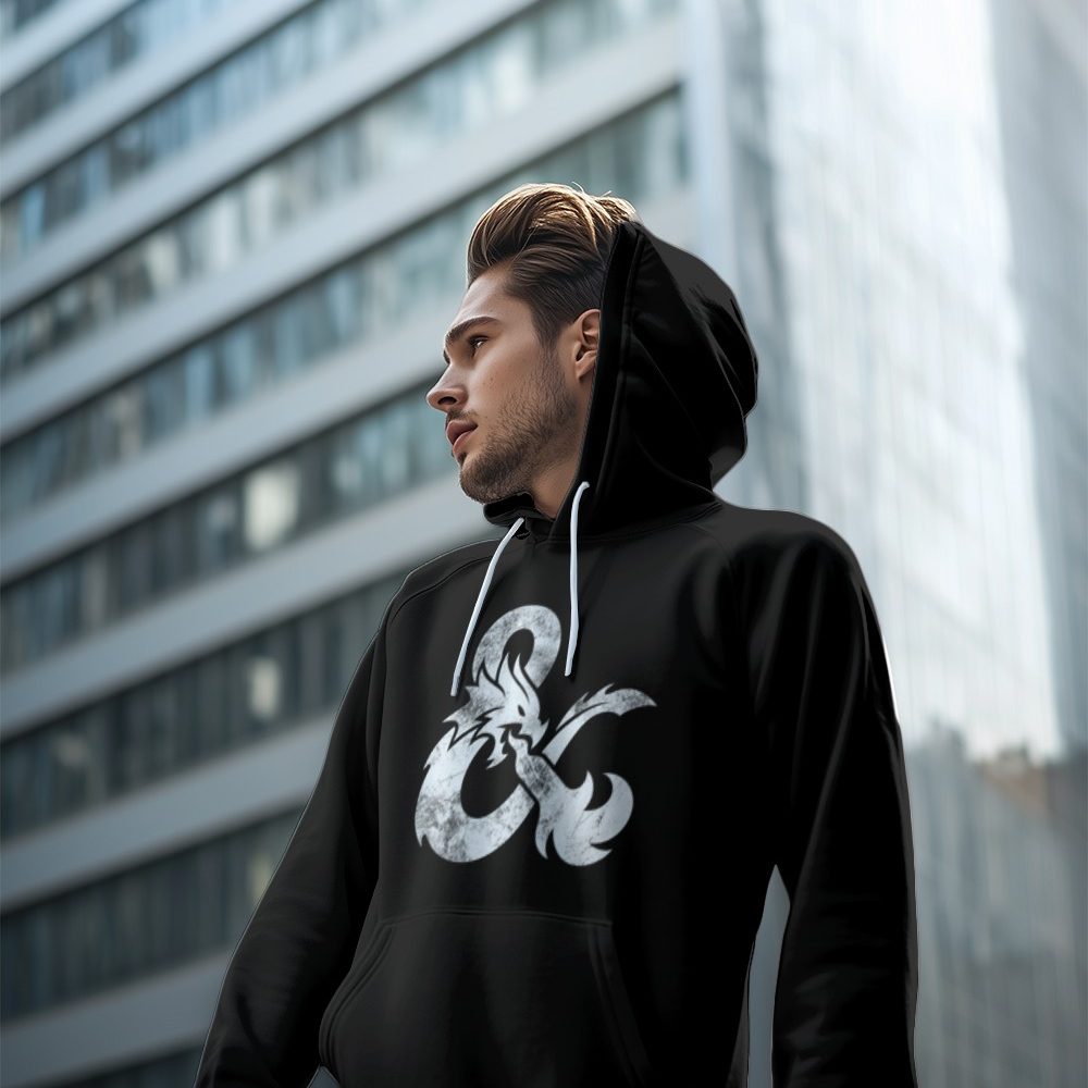 Sweat-shirt à capuche Homme Dungeons & Dragons avec un design de D&D Sigle blanc