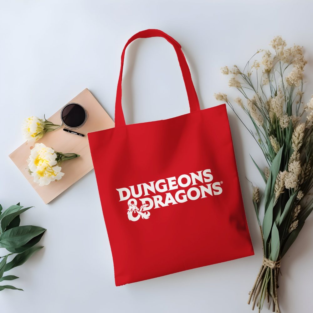 Tote bag coton bio Dungeons & Dragons avec un design de D&D Logo blanc