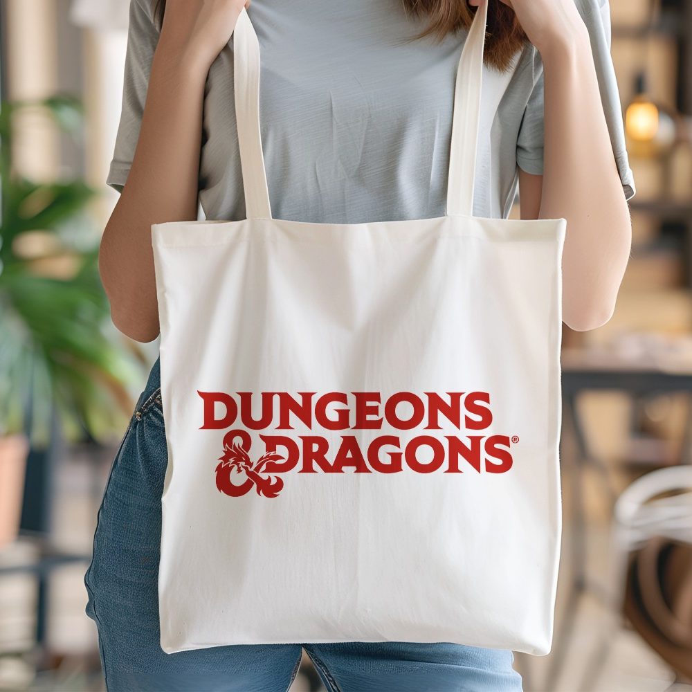 Tote bag coton bio Dungeons & Dragons avec un design de D&D Logo rouge