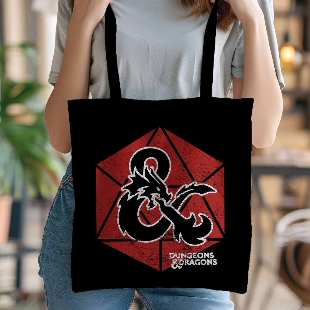 Tote bag coton bio Dungeons & Dragons avec un design de D&D Sigle Sur Dé rouge