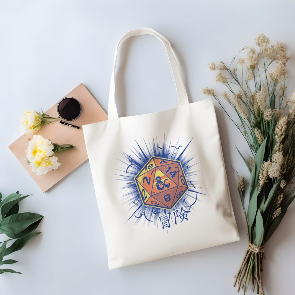 Tote bag coton bio Dungeons & Dragons avec un design de D&D Dés