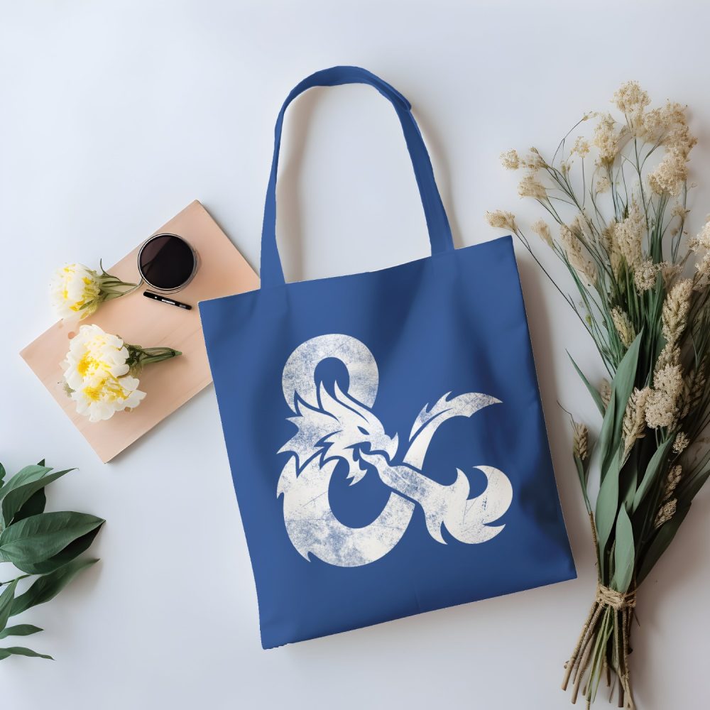 Tote bag coton bio Dungeons & Dragons avec un design de D&D Sigle blanc