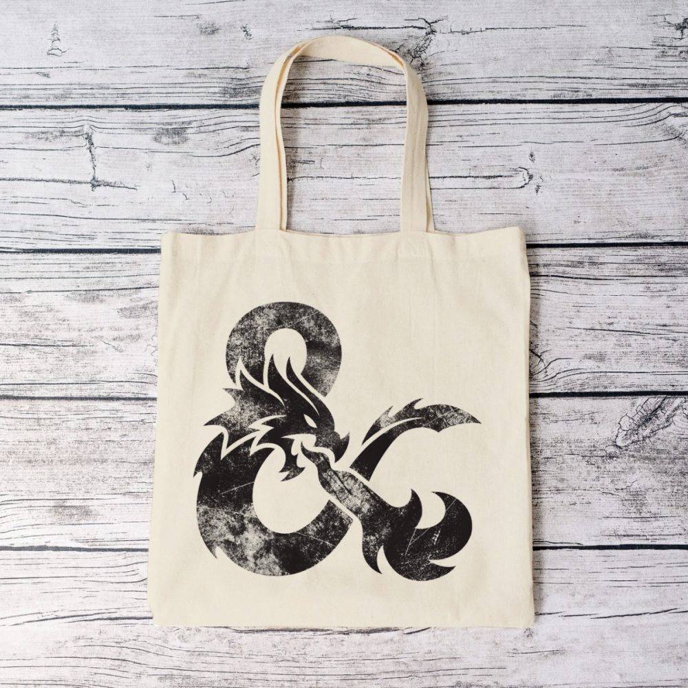 Tote bag coton bio Dungeons & Dragons avec un design de D&D Sigle noir