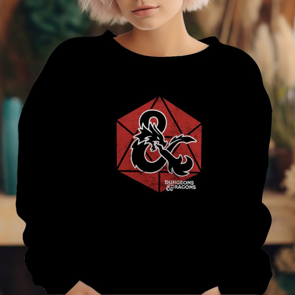 Sweat-shirt à capuche Femme Dungeons & Dragons avec un design de D&D Sigle Sur Dé rouge