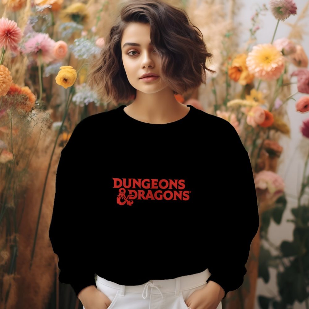 Sweat oversize coton bio Femme Dungeons & Dragons avec un design de D&D Logo rouge