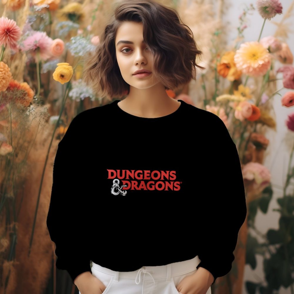 Sweat oversize coton bio Femme Dungeons & Dragons avec un design de D&D Logo rouge et métal