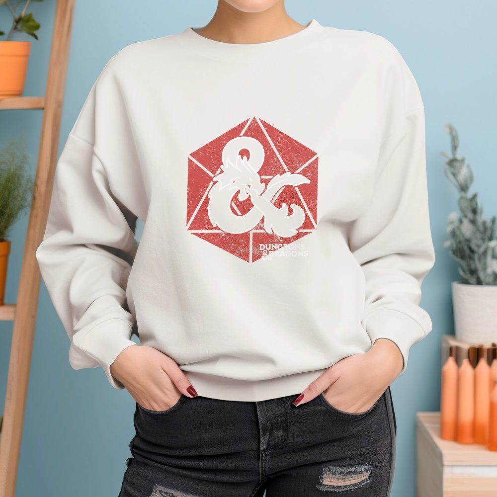 Sweat oversize coton bio Femme Dungeons & Dragons avec un design de D&D Sigle Sur Dé rouge
