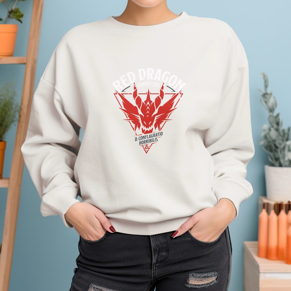 Sweat oversize coton bio Femme Dungeons & Dragons avec un design de D&D Red Dragon