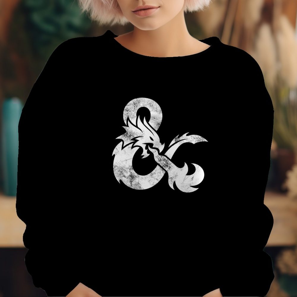 Sweat oversize coton bio Femme Dungeons & Dragons avec un design de D&D Sigle blanc