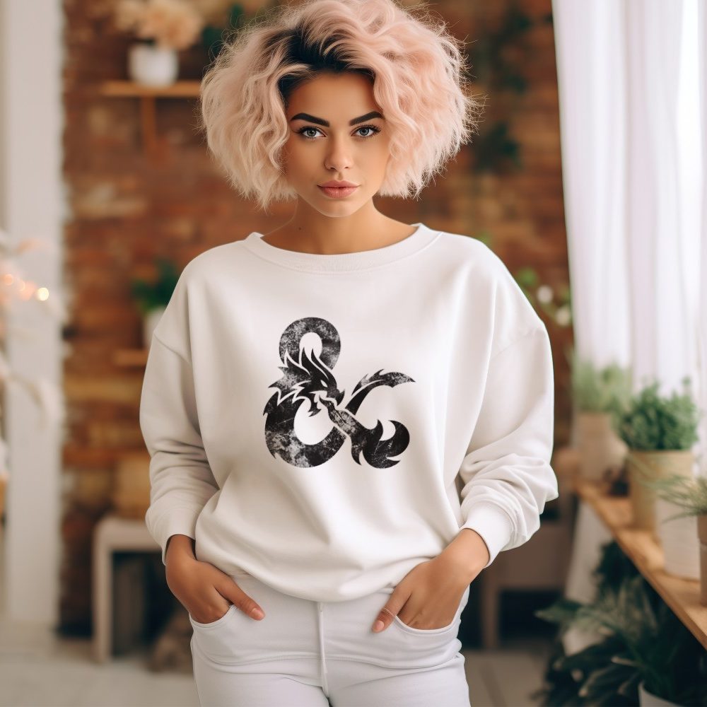 Sweat oversize coton bio Femme Dungeons & Dragons avec un design de D&D Sigle noir