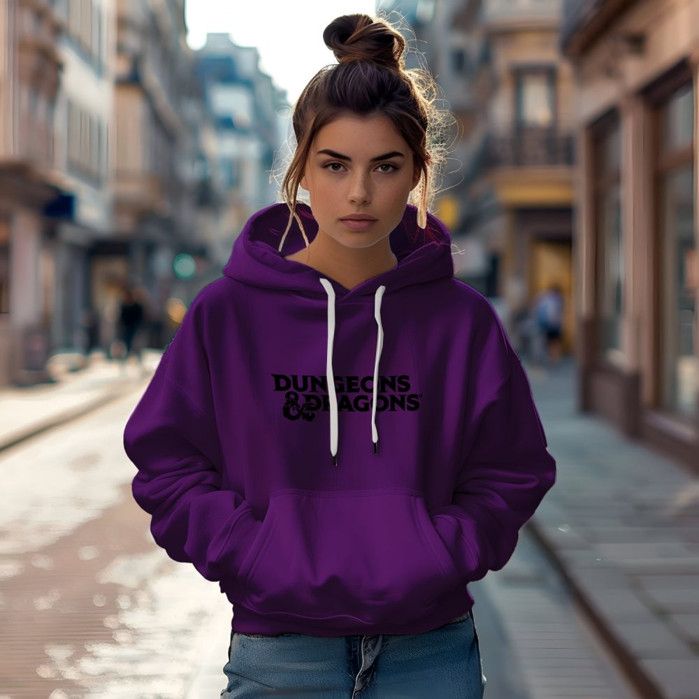 Sweat-shirt à capuche Femme Dungeons & Dragons avec un design de D&D Logo noir