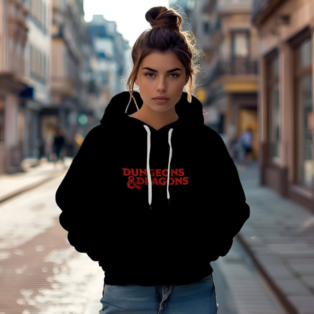 Sweat-shirt à capuche Femme Dungeons & Dragons avec un design de D&D Logo rouge