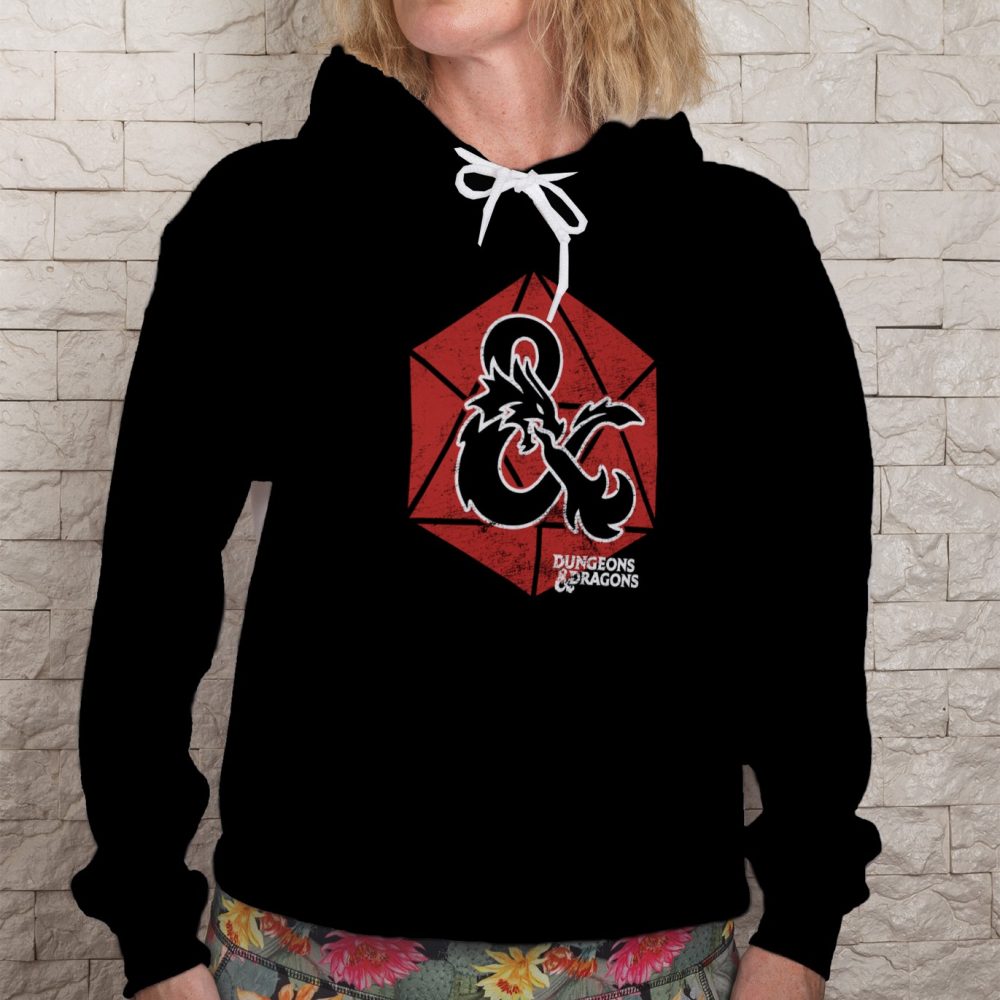 Sweat-shirt à capuche Femme Dungeons & Dragons avec un design de D&D Sigle Sur Dé rouge