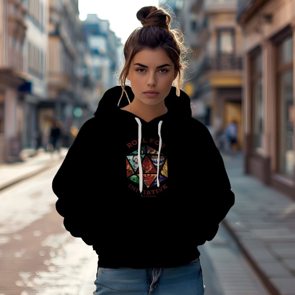 Sweat-shirt à capuche Femme Dungeons & Dragons avec un design de D&D Monsters Roll For Initiative
