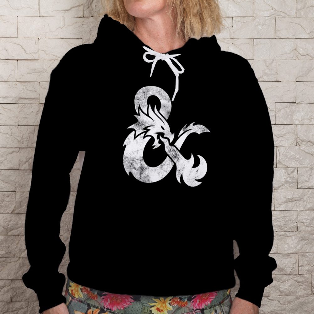 Sweat-shirt à capuche Femme Dungeons & Dragons avec un design de D&D Sigle blanc