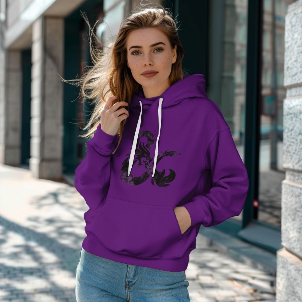 Sweat-shirt à capuche Femme Dungeons & Dragon avec un design de D&D Sigle noir