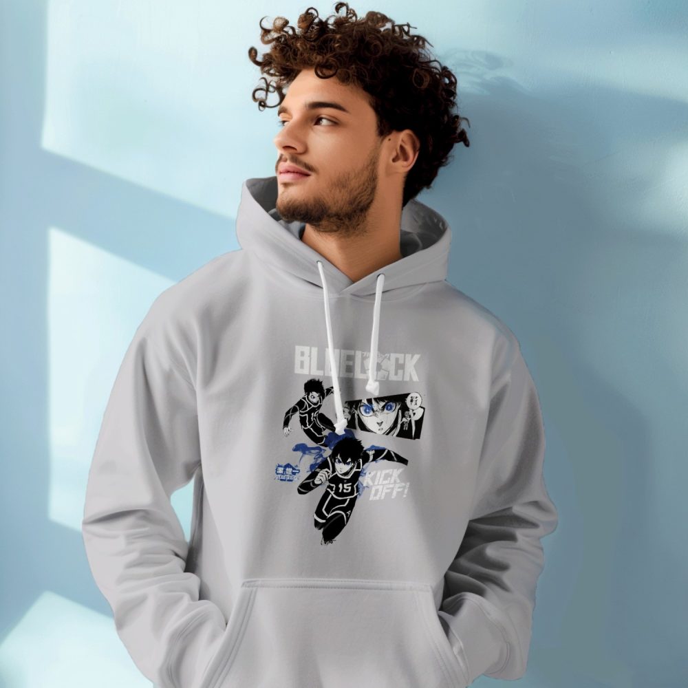 Sweat-shirt à capuche Homme Bluelock avec un design de Bluelock Kick Off blanc