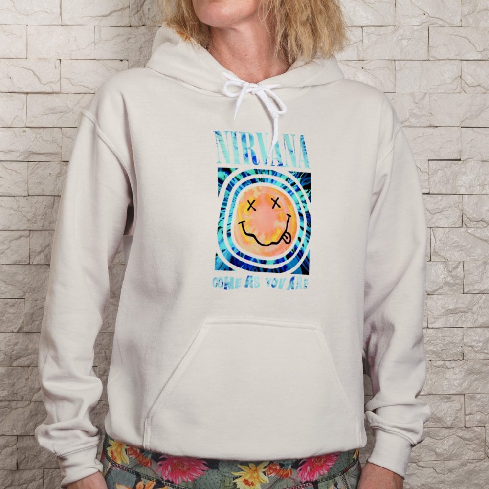 Sweat-shirt à capuche femme Nirvana avec un design de Nirvana Come As You Are bleu