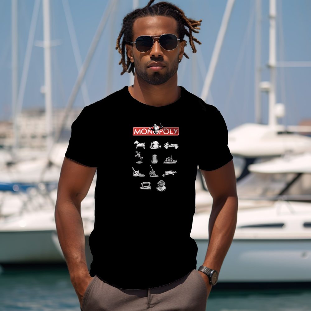 T-shirt Homme Monopoly avec un design de Monopoly Pions noir