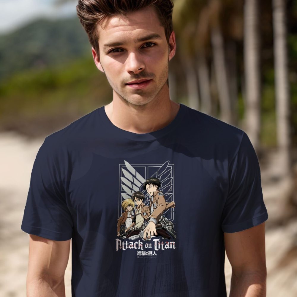 T-shirt Homme Attack On Titan avec un design de Attack On Titan Group blanc