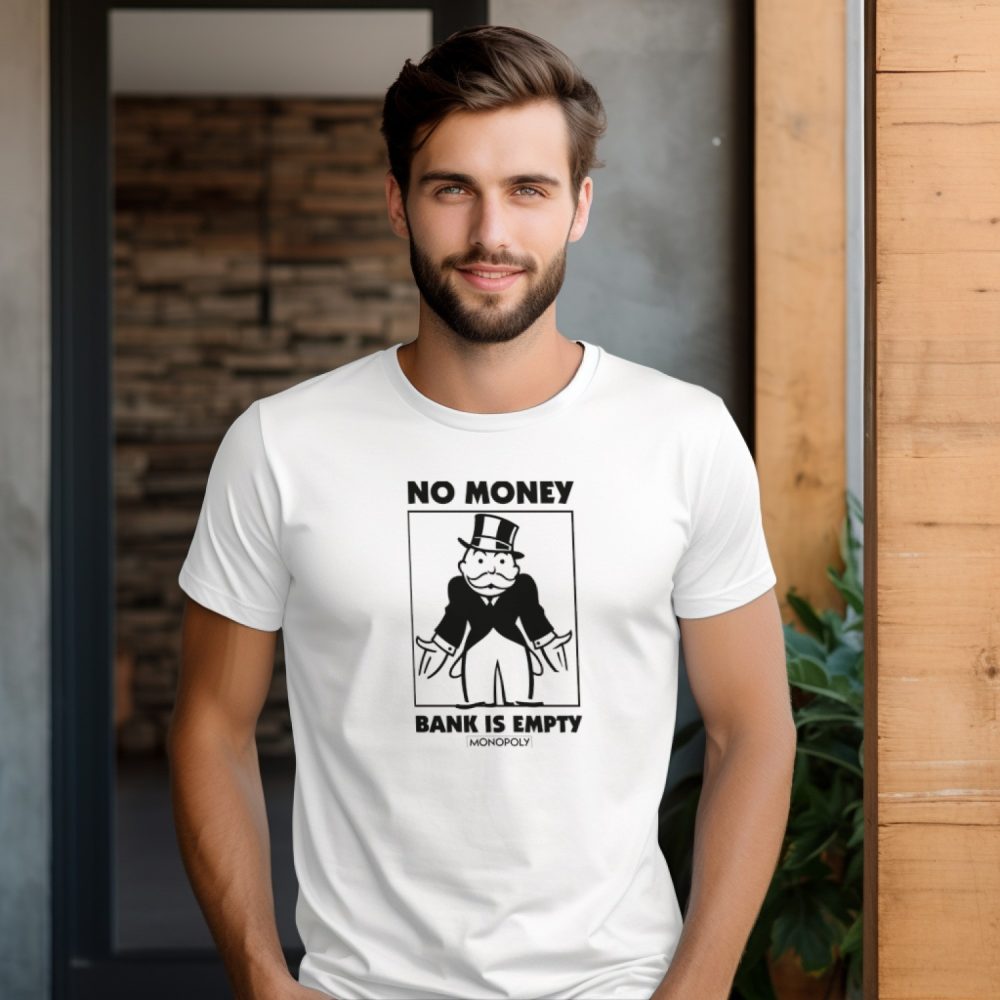 T-shirt Homme Monopoly avec un design de Monopoly No Money noir
