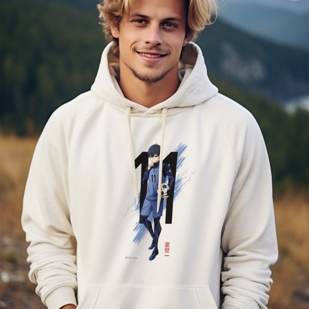 Sweat-shirt à capuche Homme Bluelock avec un design de Bluelock 11 noir