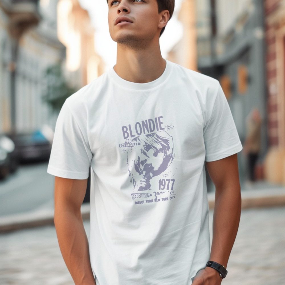 T-shirt Homme Blondie avec un design de Blondie 1977 lilas
