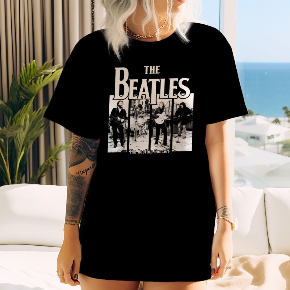 T-shirt oversize coton bio Femme The Beatles avec un design de The Beatles Live blanc