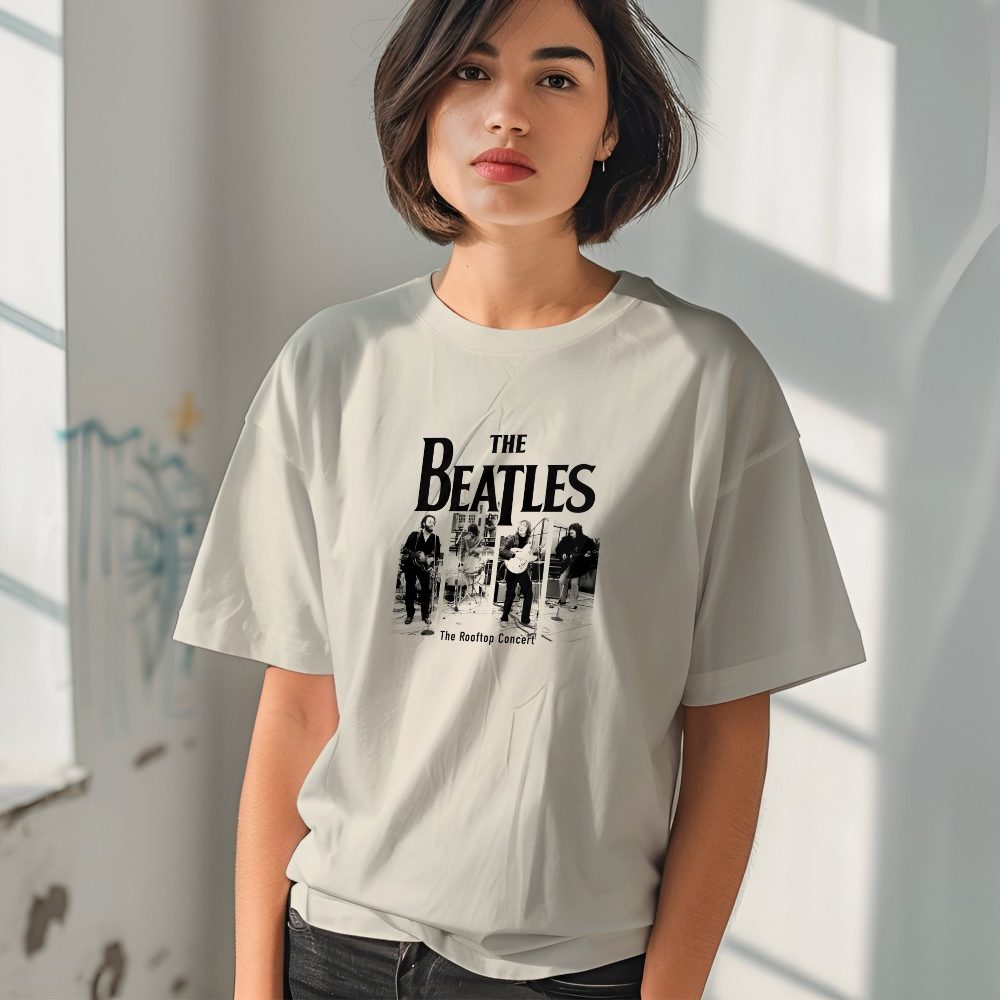 T-shirt bio oversize Femme The Beatles avec un design de The Beatles Live noir