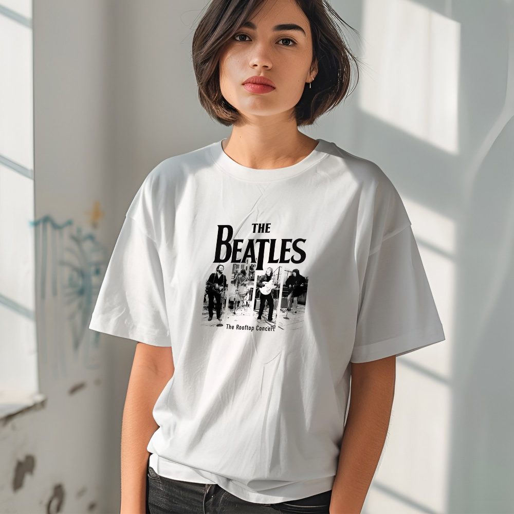 T-shirt oversize coton bio Femme The Beatles avec un design de The Beatles Live noir
