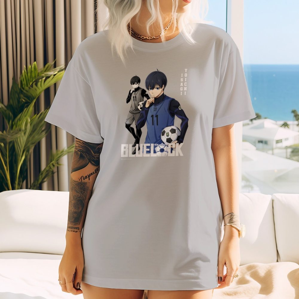 T-shirt oversize coton bio Femme Bluelock avec un design de Bluelock Isagi Yoichi 11 blanc