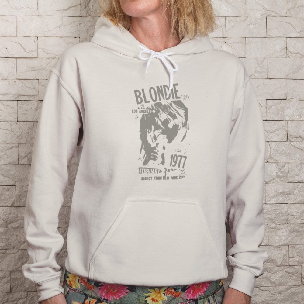 Sweat-shirt à capuche femme Femmes avec un design de Blondie 1977 gris