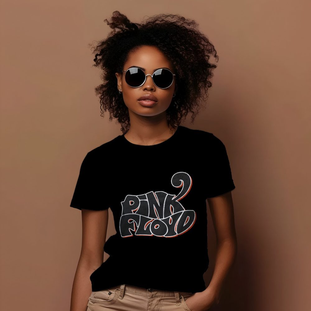 T-shirt Femme Pink Floyd avec un design de Pink Floyd Wavy Used noir
