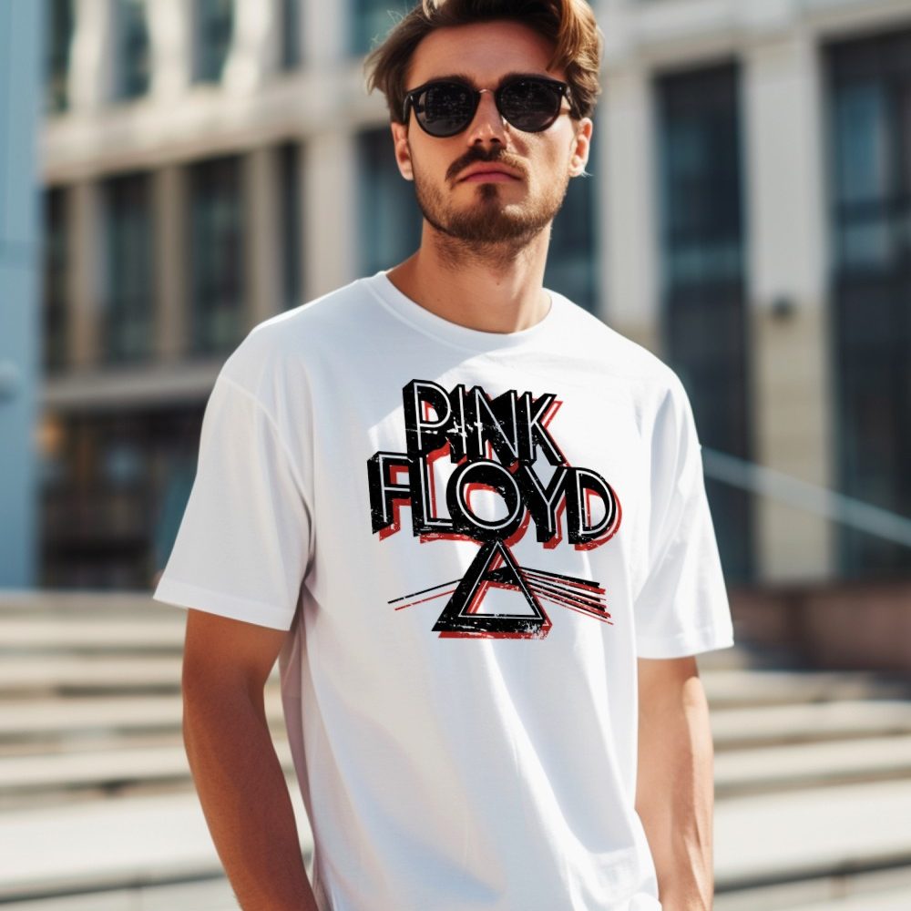 T-shirt homme Femmes avec un design de Pink Floyd Triangle noir