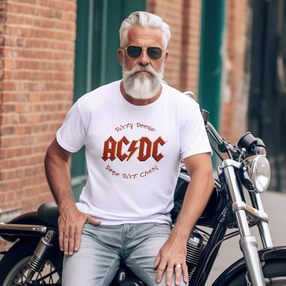 T-shirt homme ACDC avec un design de ACDC Dirty Deeds Done Dirt Cheap