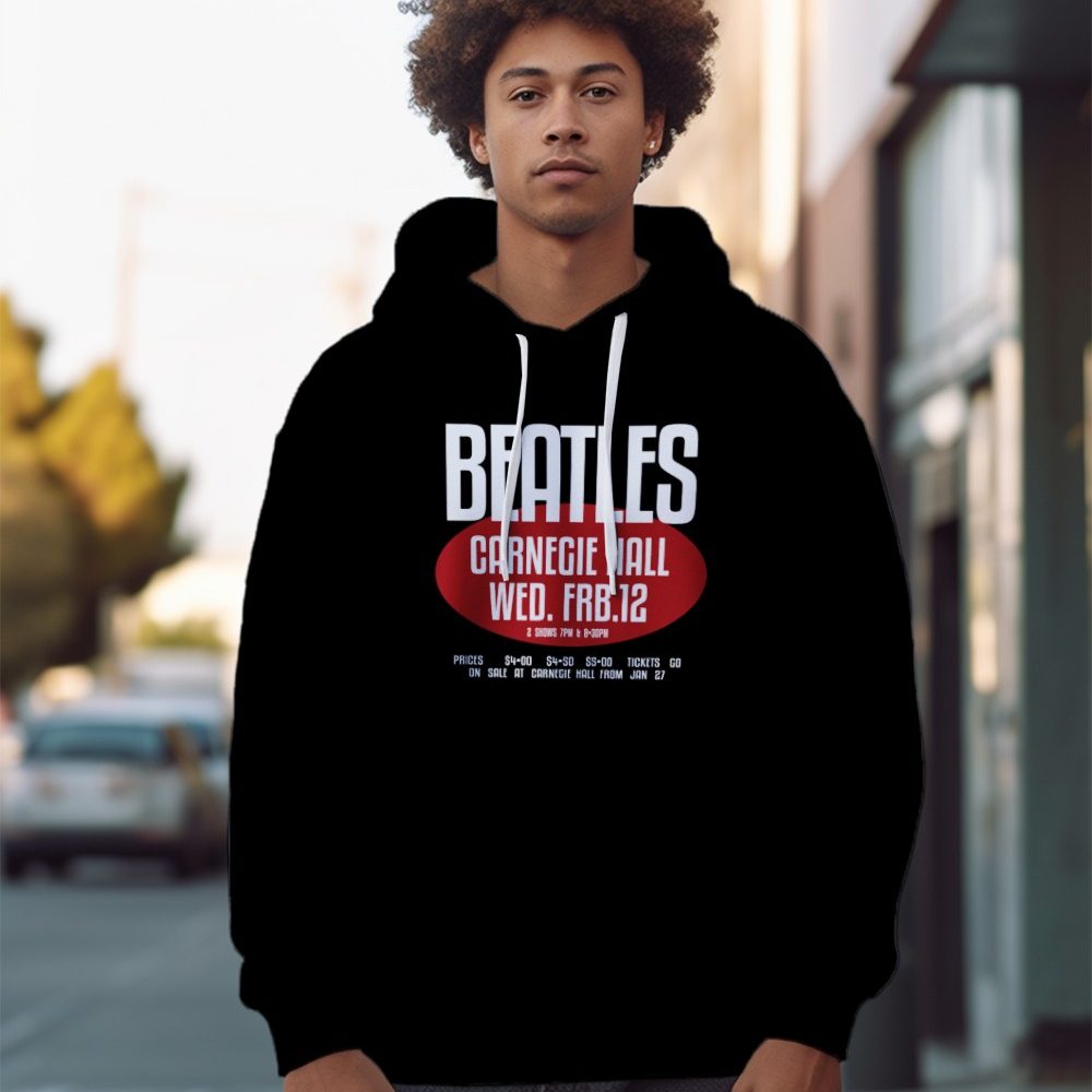 Sweat-shirt à capuche Homme The Beatles avec un design de The Beatles Carnegie Hall rouge
