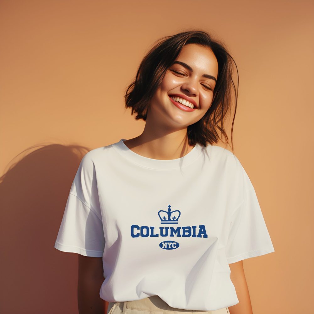 T-shirt oversize coton bio femme Columbia avec un design de Columbia NYC bleu
