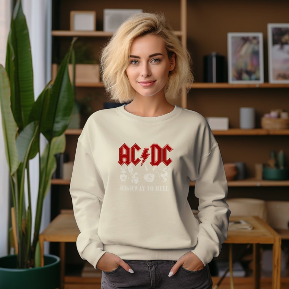 Sweat oversize coton bio Femme ACDC avec un design de ACDC Highway to Hell
