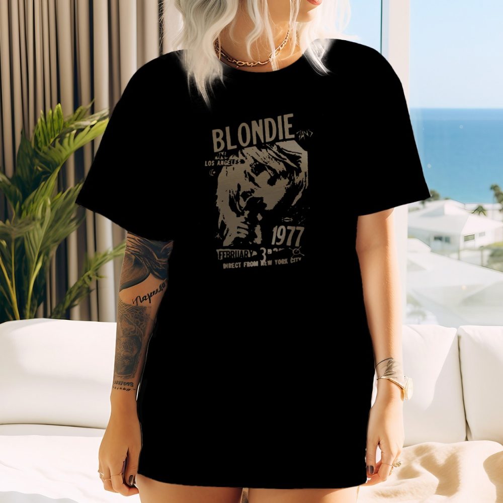 T-shirt oversize coton bio Femme Blondie avec un design de Blondie 1977 gris