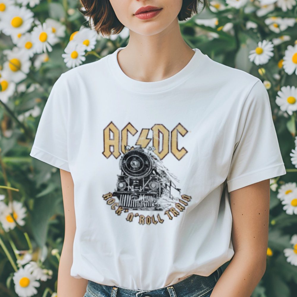 T-shirt Femme ACDC avec un design de ACDC Rock n' Roll Train noir