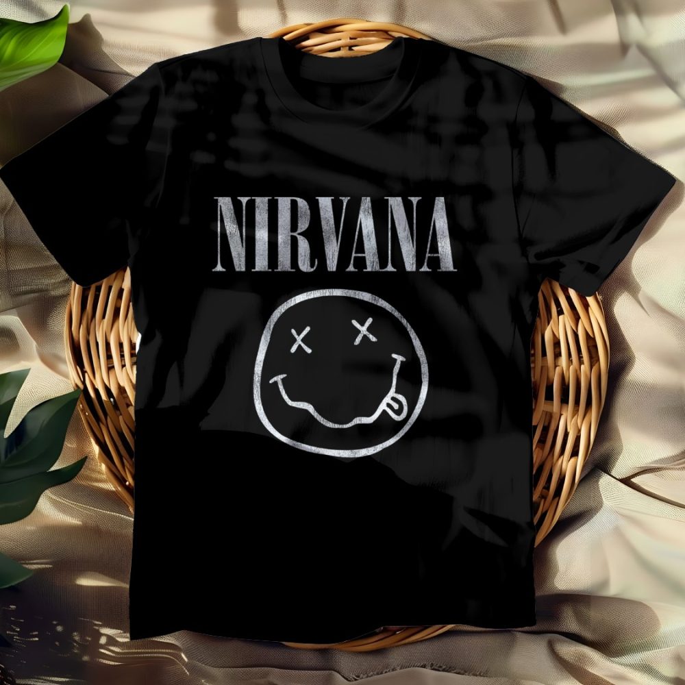 T-shirt femme Nirvana avec un design de Nirvana Smiley blanc